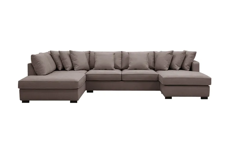 Rossita 5-sits Vänstervänd U-formad Djup Soffa med Divan och Schäslong i Tyg - Brun - Products - Möbler - Soffa - U-soffa
