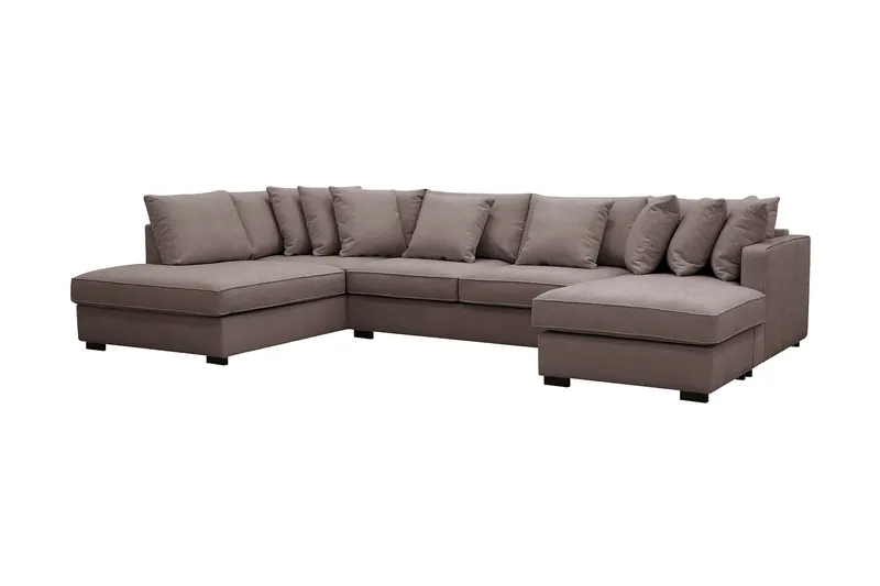 Rossita 5-sits Vänstervänd U-formad Djup Soffa med Divan och Schäslong i Tyg - Brun - Products - Möbler - Soffa - U-soffa