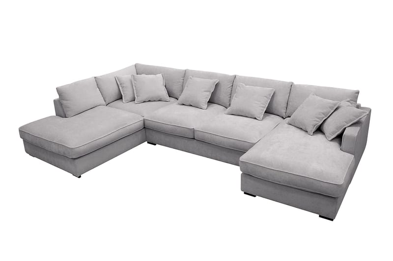 Rossita Lyx 5-sits Högervänd U-formad Extra djup Soffa med Divan och Schäslong i Chenille - Grå - Products - Möbler - Soffa - U-soffa