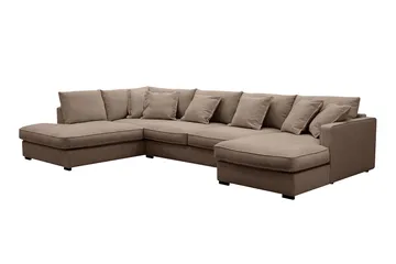Rossita Lyx 5-sits Högervänd U-formad Extra djup Soffa med Divan och Schäslong i Tyg - Mörkbrun - Products - Möbler - Soffa - U-soffa