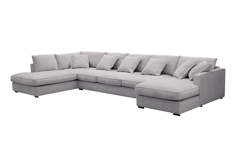 Rossita Lyx 6-sits Högervänd U-formad Extra djup Soffa med Divan och Schäslong i Chenille - Grå - Products - Möbler - Soffa - U-soffa