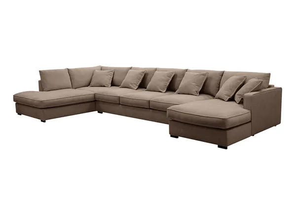 Rossita Lyx 6-sits Högervänd U-formad Extra djup Soffa med Divan och Schäslong i Tyg - Mörkbrun - Products - Möbler - Soffa - U-soffa