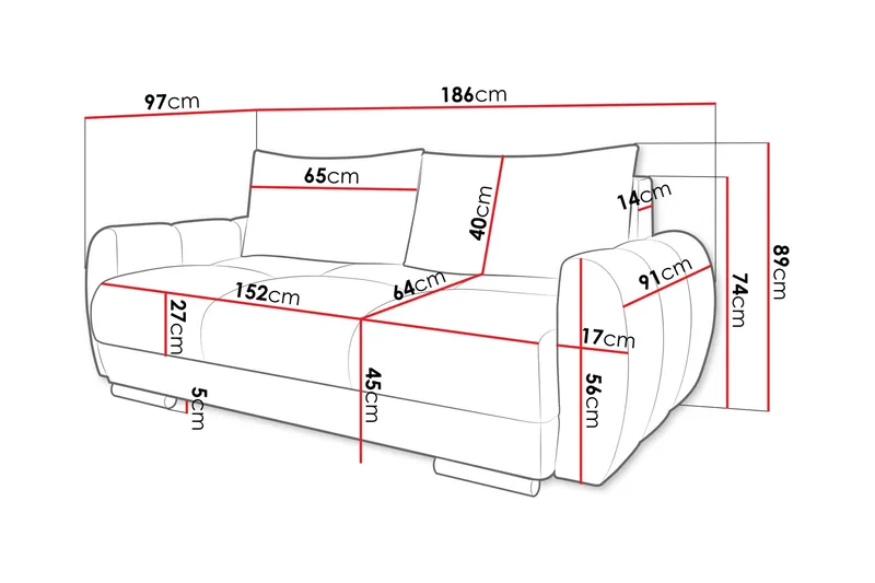 Simerly Soffa 3-sits i Plysch - Beige - Products - Möbler - Soffa - 3 sits soffa