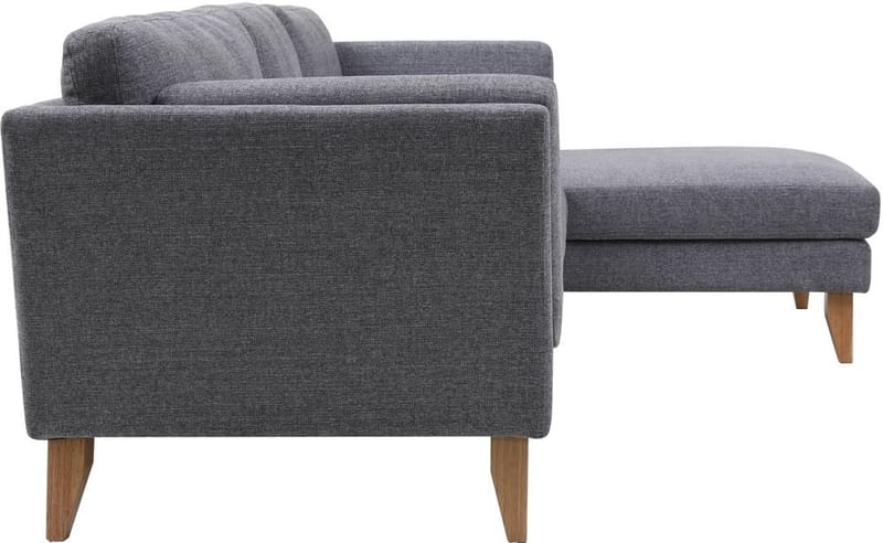 Soffa med divan grått tyg - 260 cm bred - grå - Products - Möbler - Soffa - Divansoffa & schäslongsoffa