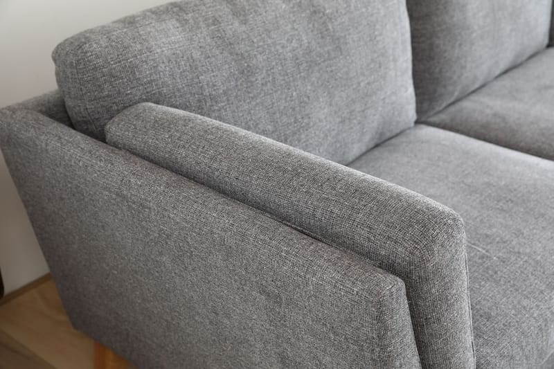Soffa med divan grått tyg - 260 cm bred - grå - Products - Möbler - Soffa - Divansoffa & schäslongsoffa