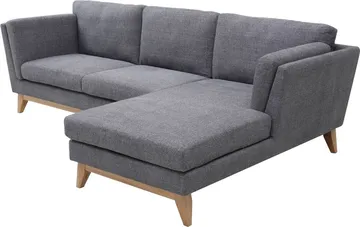 Soffa med divan grått tyg - 260 cm bred - grå - Products - Möbler - Soffa - Divansoffa & schäslongsoffa