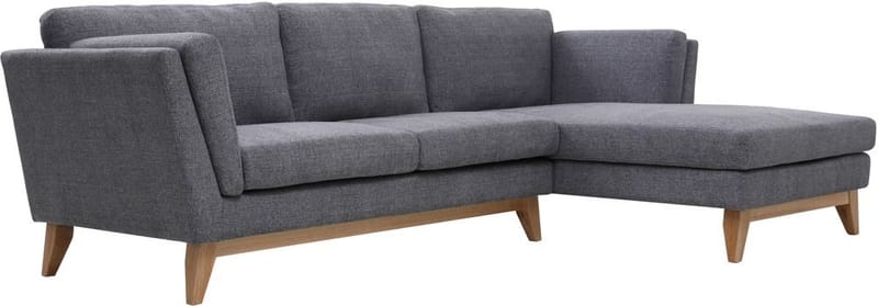 Soffa med divan grått tyg - 260 cm bred - grå - Products - Möbler - Soffa - Divansoffa & schäslongsoffa