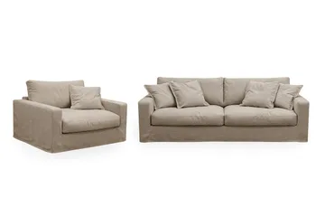 Valencia Extra Djup 3-sits soffa + fåtölj med avtagbar och tvättbar klädsel