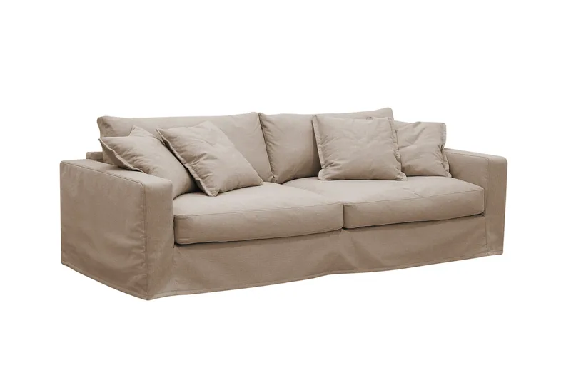 Valencia Extra Djup 3-sits soffa + fåtölj med avtagbar och tvättbar klädsel - Ljusbrun - Products - Möbler - Soffa - Soffgrupp