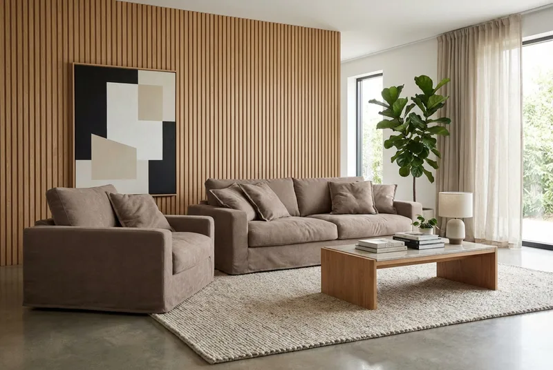 Valencia Extra Djup 3-sits soffa + fåtölj med avtagbar och tvättbar klädsel - Mörkbrun - Products - Möbler - Soffa - Soffgrupp