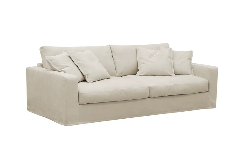 Valencia Extra Djup 3-sits Soffa med avtagbar och tvättbar klädsel - Beige - Products - Möbler - Soffa - 3 sits soffa