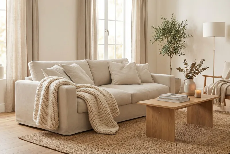 Valencia Extra Djup 3-sits Soffa med avtagbar och tvättbar klädsel - Beige - Products - Möbler - Soffa - 3 sits soffa