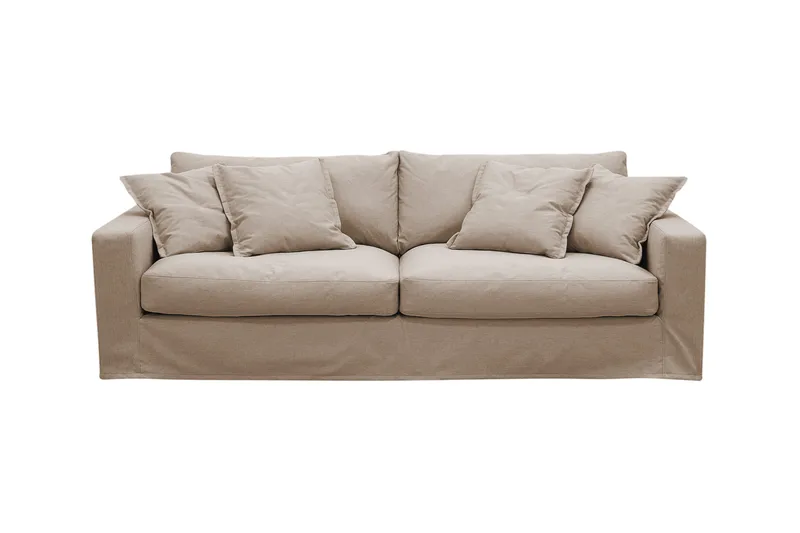 Valencia Extra Djup 3-sits Soffa med avtagbar och tvättbar klädsel - Ljusbrun - Products - Möbler - Soffa - 3 sits soffa