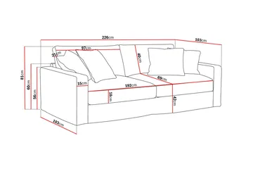 Valencia Extra Djup 3-sits Soffa med avtagbar och tvättbar klädsel - Ljusbrun - Products - Möbler - Soffa - 3 sits soffa