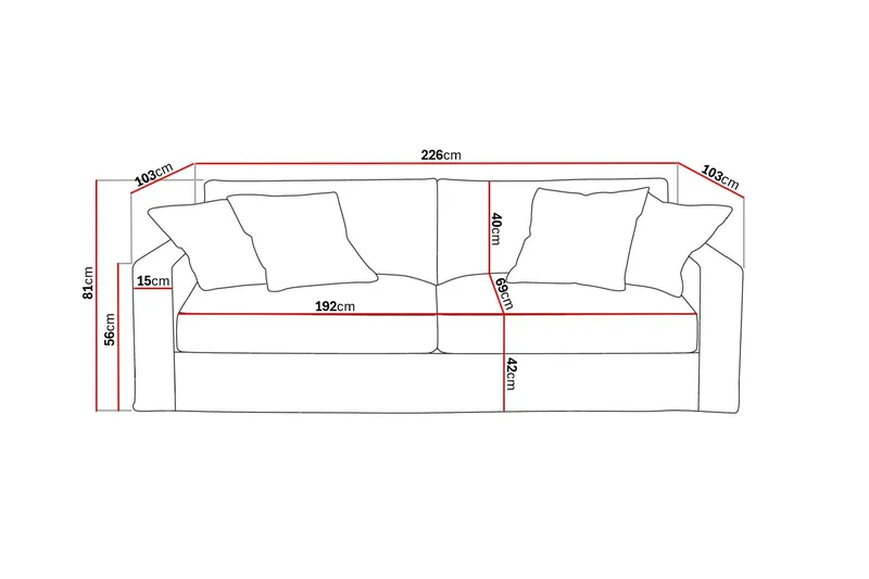 Valencia Extra Djup 3-sits Soffa med avtagbar och tvättbar klädsel - Mörkbrun - Products - Möbler - Soffa - 3 sits soffa