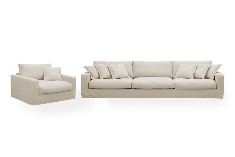 Valencia Extra Djup 5-sits soffa + fåtölj med avtagbar och tvättbar klädsel, Beige
