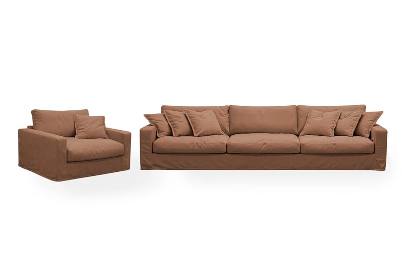 Valencia Extra Djup 5-sits soffa + fåtölj med avtagbar och tvättbar klädsel - Rödbrun - Products - Möbler - Soffa - Soffgrupp