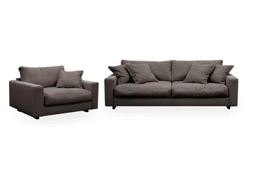 Valencia Soffgrupp Extra Djup 3-sits Soffa + Fåtölj - Brun - Products - Möbler - Soffa - Soffgrupp