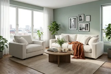 Valencia Soffgrupp Extra Djup 3-sits Soffa + Fåtölj - Offwhite - Products - Möbler - Soffa - Soffgrupp