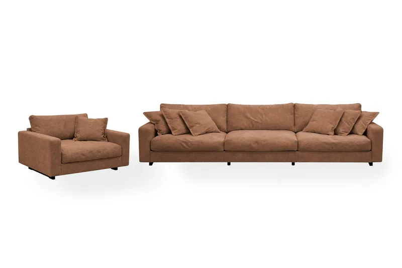 Valencia Soffgrupp Extra Djup 5-sits Soffa + Fåtölj i Chenille - Rostbrun - Products - Möbler - Soffa - Soffgrupp