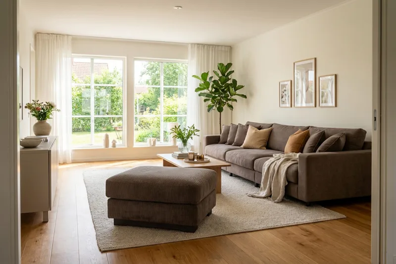 Valencia Soffgrupp Extra Djup 5-sits Soffa + Fotpall - Brun - Products - Möbler - Soffa - Hörnsoffa