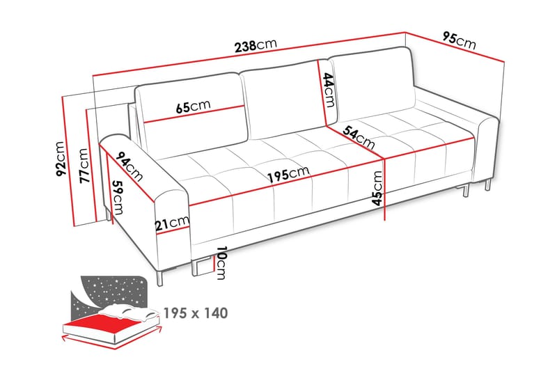 Vilshult Soffa 3-sits - Ljusgrå - Products - Möbler - Soffa - 3 sits soffa