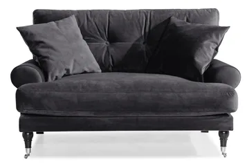 Andrew Loveseat Sammet - Mörkgrå/Krom - Products - Möbler - Fåtölj & stolar - Fåtölj - Sammetsfåtölj
