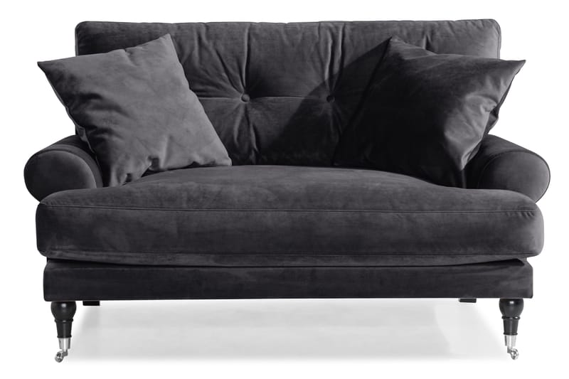 Andrew Loveseat Sammet - Mörkgrå/Krom - Products - Möbler - Fåtölj & stolar - Fåtölj - Sammetsfåtölj