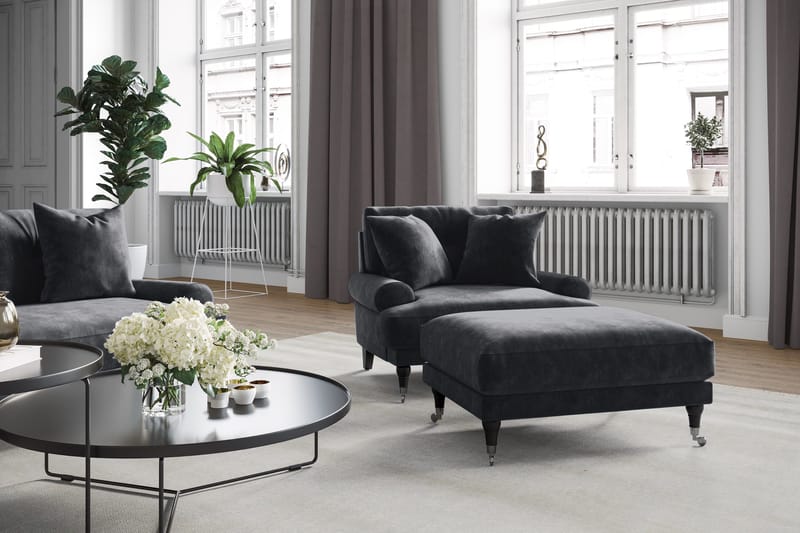 Andrew Loveseat Sammet - Mörkgrå/Krom - Products - Möbler - Fåtölj & stolar - Fåtölj - Sammetsfåtölj