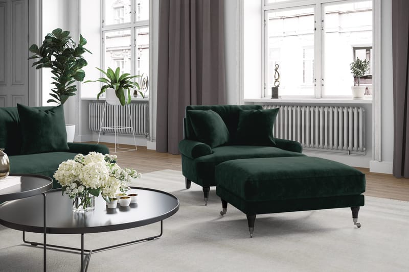 Andrew Loveseat Sammet - Mörkgrön/Krom - Products - Möbler - Fåtölj & stolar - Fåtölj - Sammetsfåtölj