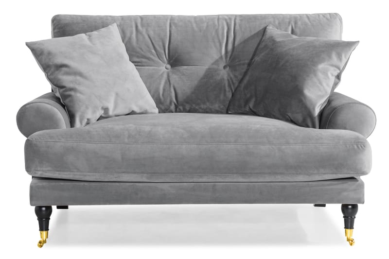 Andrew Loveseat Sammet - Silvergrå/Mässing - Products - Möbler - Fåtölj & stolar - Fåtölj - Sammetsfåtölj