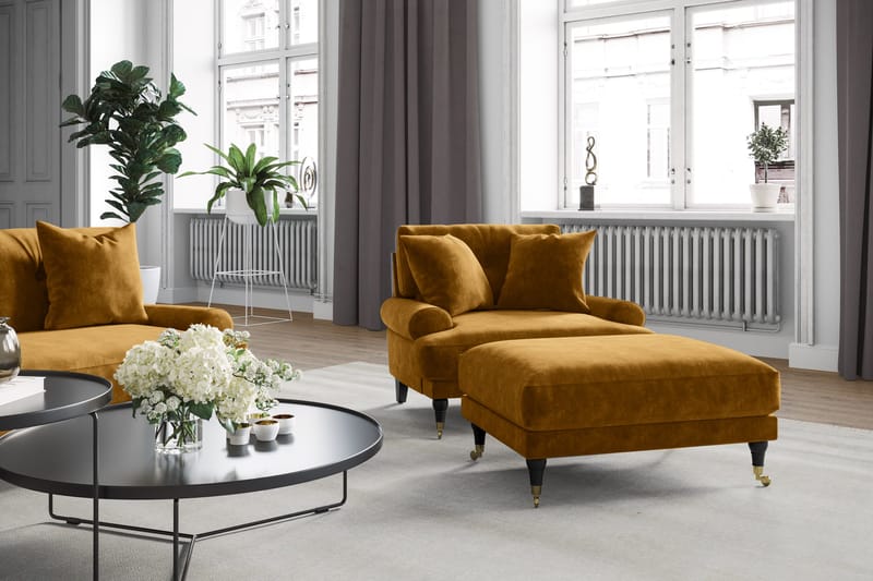 Andrew Sammetsfåtölj - Lila/Mässing - Products - Möbler - Fåtölj & stolar - Fåtölj - Sammetsfåtölj