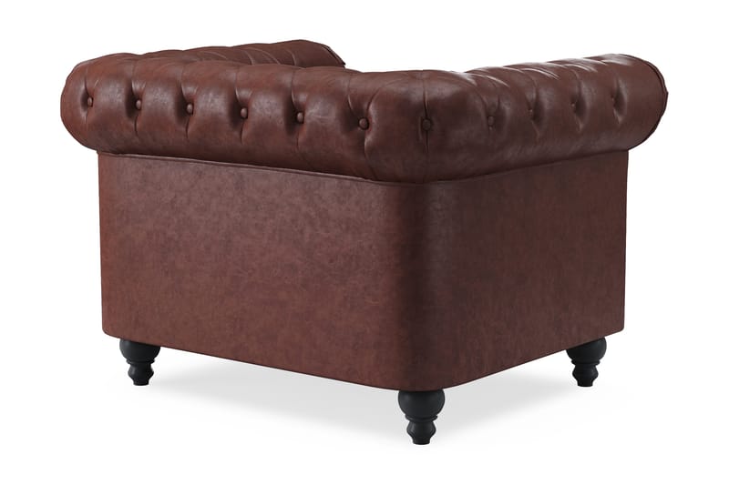 Chesterfield Lyx Stor skön djup fåtölj i konstläder till vardagsrum - Mörkbrun PU - Products - Möbler - Fåtölj & stolar - Fåtölj - Chesterfield fåtölj