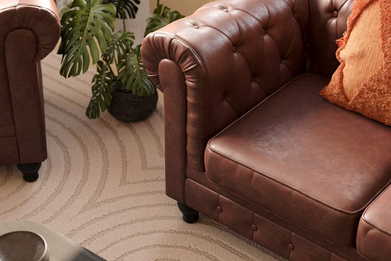 Chesterfield Lyx Stor skön djup fåtölj i konstläder till vardagsrum - Mörkbrun PU - Products - Möbler - Fåtölj & stolar - Fåtölj - Chesterfield fåtölj