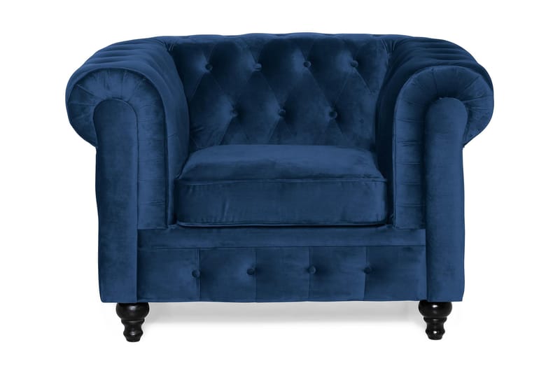 Chesterfield Lyx Stor skön djup sammetsfåtölj - Fåtölj till vardagsrum - Blå Sammet - Products - Möbler - Fåtölj & stolar - Fåtölj - Chesterfield fåtölj