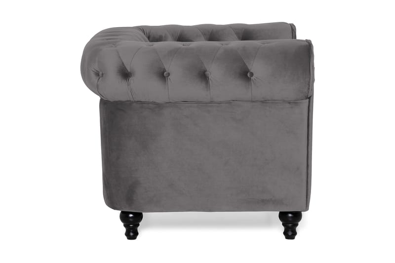Chesterfield Lyx Stor skön djup sammetsfåtölj - Fåtölj till vardagsrum - Mörkgrå Sammet - Products - Möbler - Fåtölj & stolar - Fåtölj - Chesterfield fåtölj