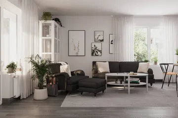 Howard Classic Fåtölj med Fotpall - Mörkgrå - Products - Möbler - Fåtölj & stolar - Fåtölj - Fåtölj med fotpall