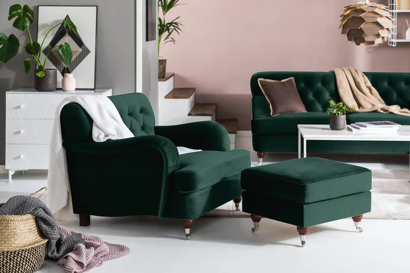 Howard Riviera Sammetsfåtölj - Mörkgrön - Products - Möbler - Fåtölj & stolar - Fåtölj - Howard fåtölj