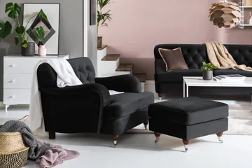 Howard Riviera Sammetsfåtölj - Svart - Products - Möbler - Fåtölj & stolar - Fåtölj - Howard fåtölj