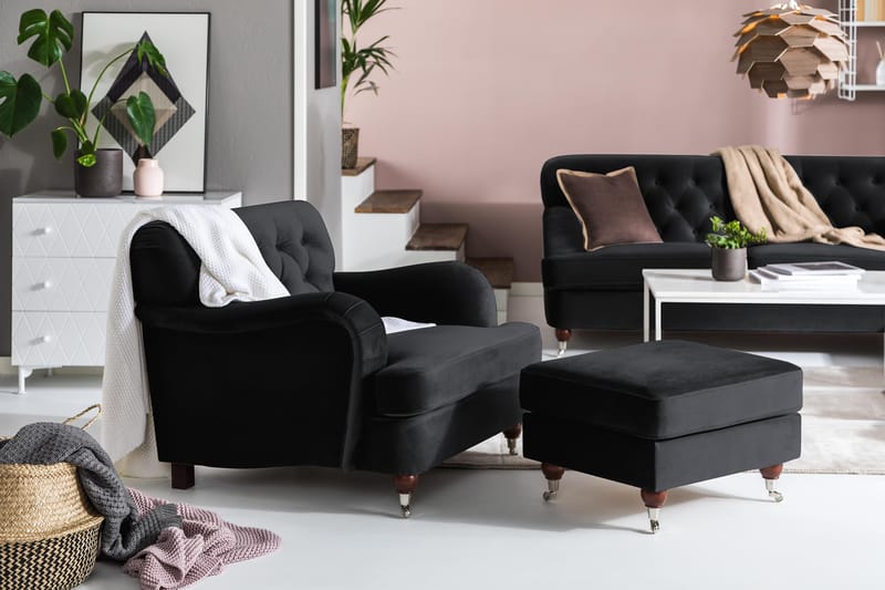 Howard Riviera Sammetsfåtölj - Svart - Products - Möbler - Fåtölj & stolar - Fåtölj - Howard fåtölj