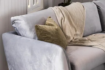 Trend Fåtölj med Fotpall - Ljusgrå Sammet - Products - Möbler - Fåtölj & stolar - Fåtölj - Fåtölj med fotpall