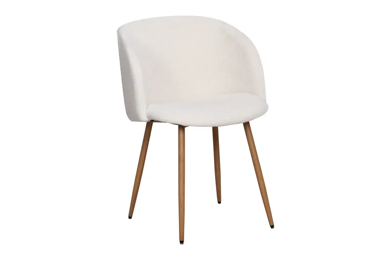 Greya Matstol med armstöd, Vit Bouclé / Metallben Brun