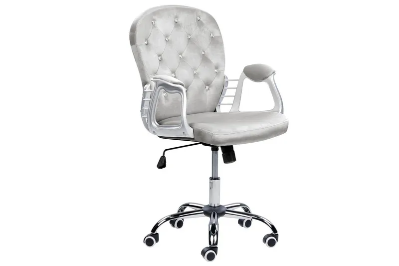 Kontorsstol med kristaller Princess Grå/Silver/Svart - Grå/Silver/Svart - Products - Möbler - Fåtölj & stolar - Kontorsstol & skrivbordsstol