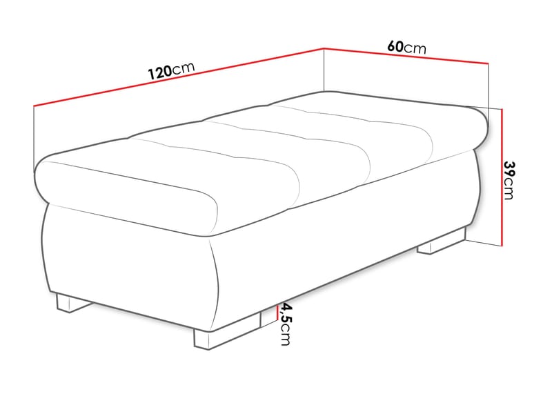 Cerys Fotpall 120 cm - Grå - Products - Möbler - Fåtölj & stolar - Pall & puff - Fotpallar