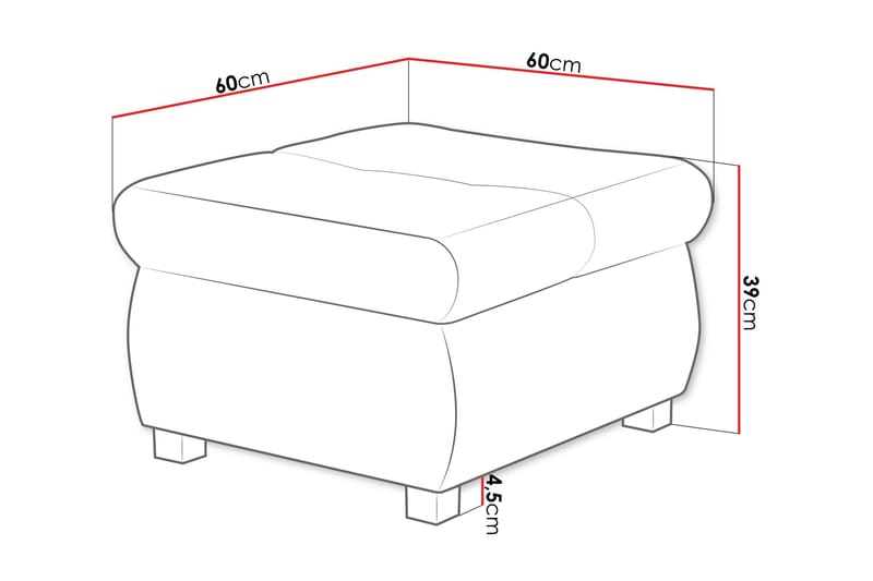 Cerys Fotpall 60 cm - Mörkgrå/Svart - Products - Möbler - Fåtölj & stolar - Pall & puff - Fotpallar
