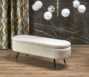 Sittbänk med förvaring offwhite 120 cm bred - Offwhite/svart - Products - Möbler - Fåtölj & stolar - Sittbänk