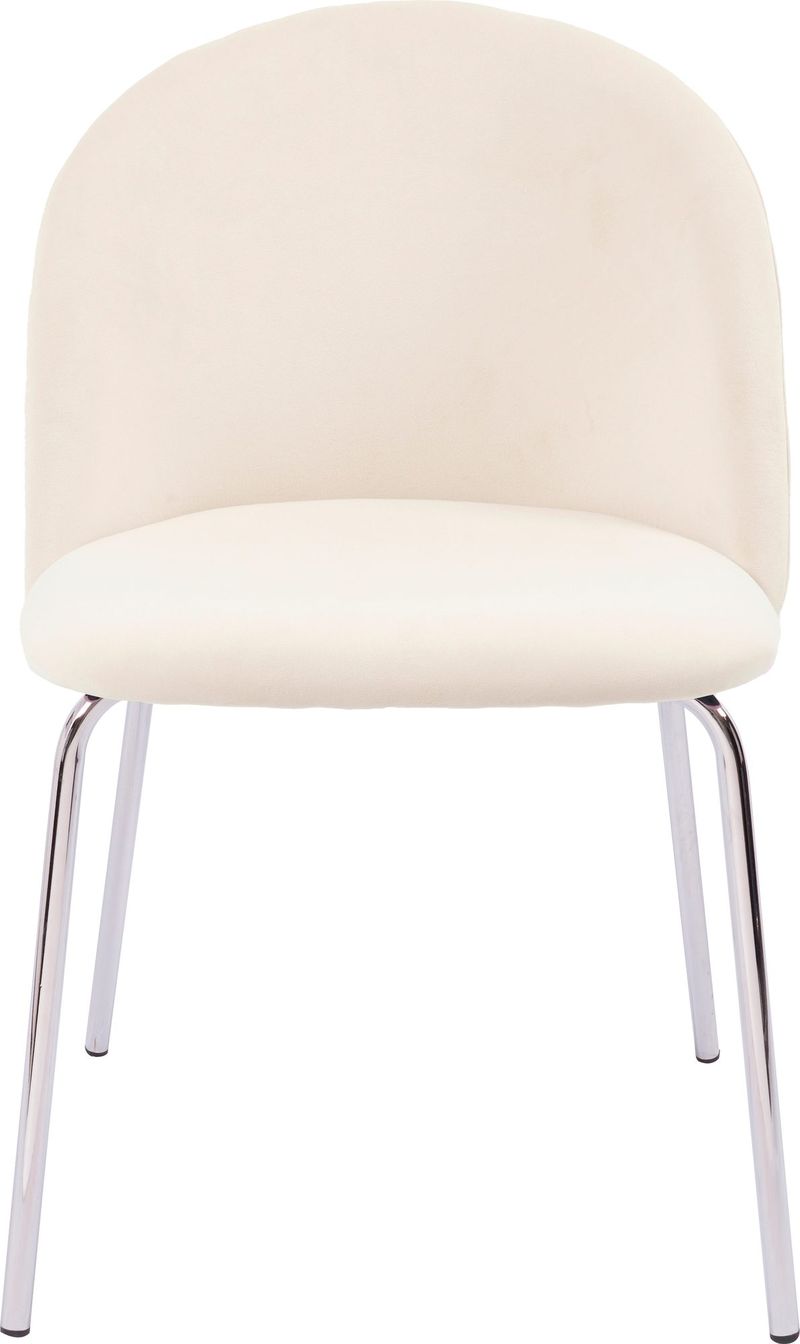 Stol beige sammet med kromade ben - Plaza, Beige