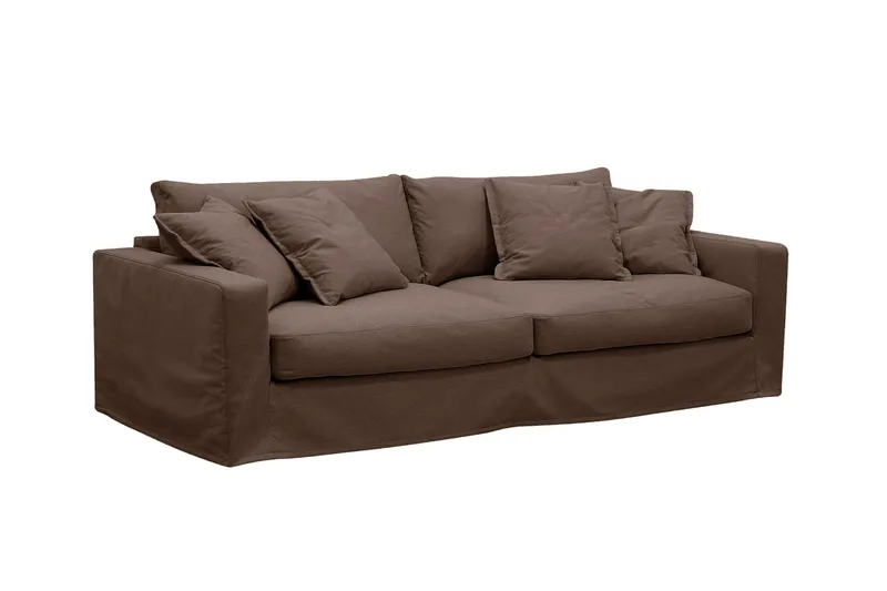 Valencia Extra Djup 3-sits soffa + fotpall med avtagbar och tvättbar klädsel - Mörkbrun - Products - Möbler - Soffa