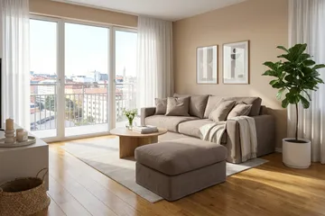 Valencia Extra Djup 3-sits soffa + fotpall med avtagbar och tvättbar klädsel - Mörkbrun - Products - Möbler - Soffa