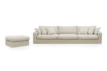 Valencia Extra Djup 5-sits soffa + fotpall med avtagbar och tvättbar klädsel, Beige